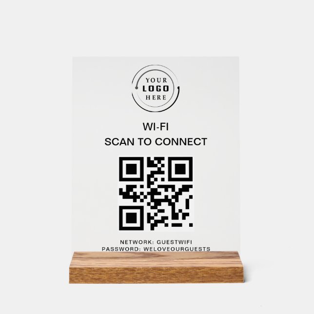 Panneau En Acrylique Mot de passe Wifi | Analyse du code QR pour se con (Recto)
