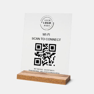 Panneau En Acrylique Mot de passe Wifi Analyse du code QR pour se con
