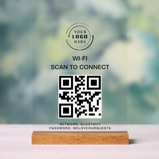 Panneau En Acrylique Mot de passe Wifi | Analyse du code QR pour se con (Neutre)