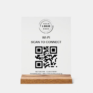 Panneau En Acrylique Mot de passe Wifi Analyse du code QR pour se con