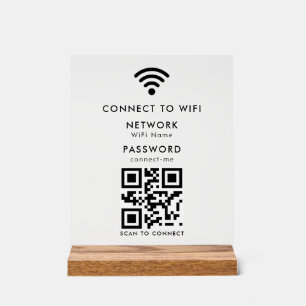 Panneau En Acrylique Mot de passe Wifi Analyse du code QR pour se con
