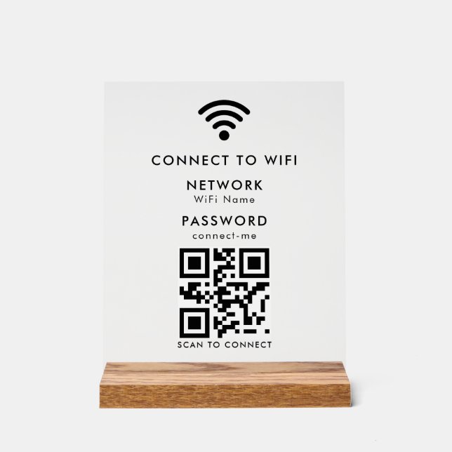 Panneau En Acrylique Mot de passe Wifi | Analyse du code QR pour se con (Recto)