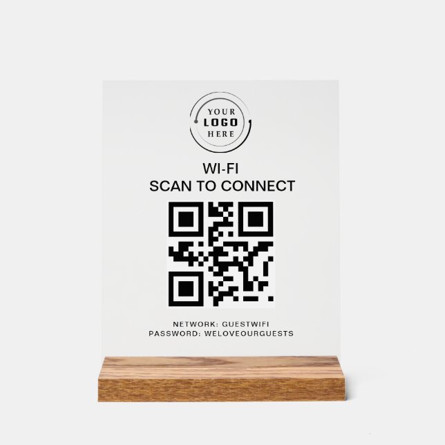 Panneau En Acrylique Mot de passe Wifi | Analyse du code QR pour se con (Recto)