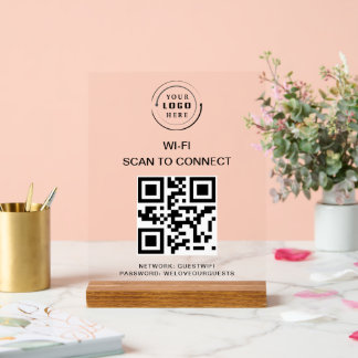 Panneau En Acrylique Mot de passe Wifi | Analyse du code QR pour se con