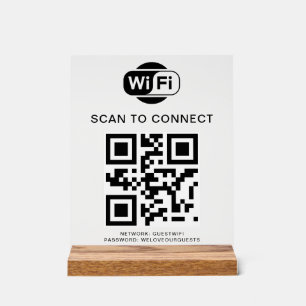 Panneau En Acrylique Mot de passe Wifi Analyse du code QR pour se con