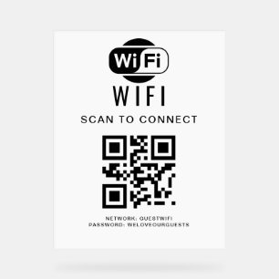 Panneau En Acrylique Mot de passe Wifi Analyse du code QR pour se con