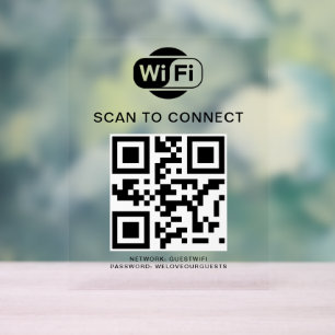 Panneau En Acrylique Mot de passe Wifi Analyse du code QR pour se con