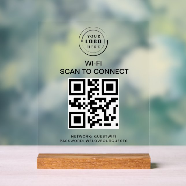 Panneau En Acrylique Mot de passe Wifi | Analyse du code QR pour se con (Neutre)