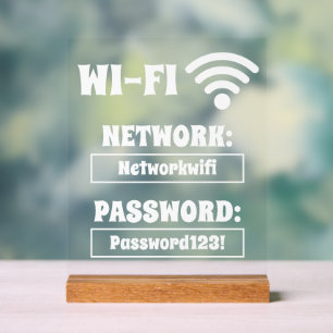 Panneau En Acrylique Mot de passe Wifi blanc moderne et réseau