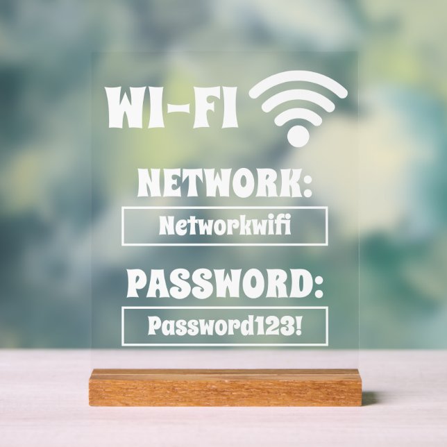 Panneau En Acrylique Mot de passe Wifi blanc moderne et réseau (Neutre)