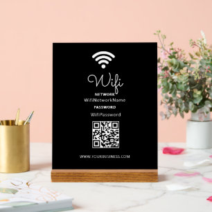 Panneau En Acrylique Mot de passe Wifi Entreprise Cœur Moderne Noir & B