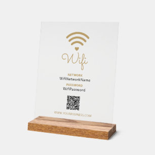 Panneau En Acrylique Mot de passe Wifi Entreprise Cœur Moderne Noir & O