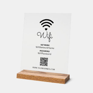 Panneau En Acrylique Mot de passe Wifi Entreprise Moderne Cœur Noir & B