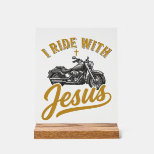 Panneau En Acrylique Motard Chrétien Je Roule Avec Jésus Vintage Moto