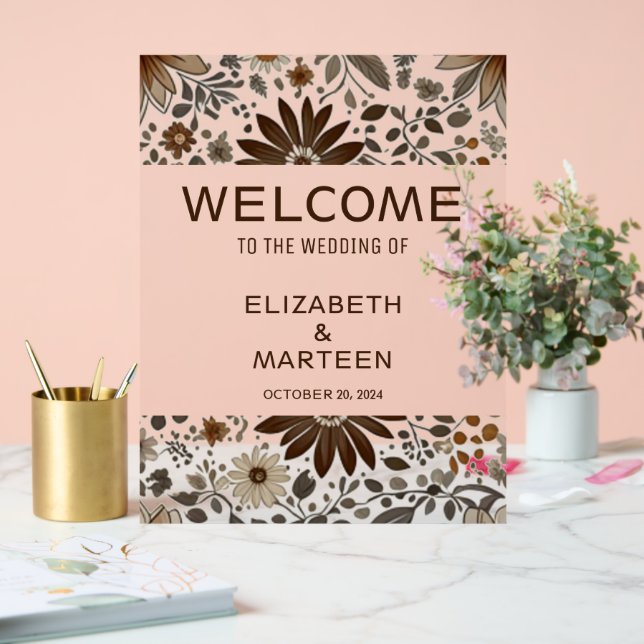 Panneau En Acrylique Motif Brown gris Mariage d'automne (Mariage)