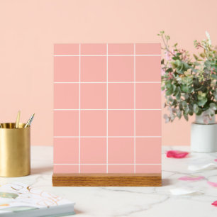 Panneau En Acrylique Motif de grille neutre minimal à carreaux doux