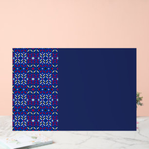 Panneau En Acrylique Motif géométrique pixel traditionnel en bleu profo