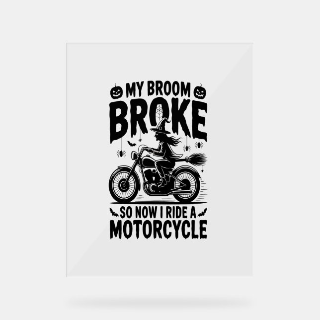 Panneau En Acrylique Moto à cheval sorcière Halloween (Recto)