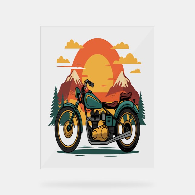 Panneau En Acrylique Moto avec drapeau américain, 4 juillet (Recto)