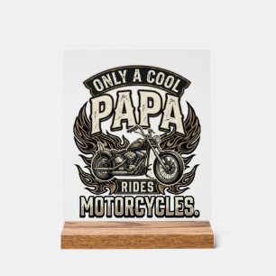 Panneau En Acrylique Motocycliste Vintage Cool Papa