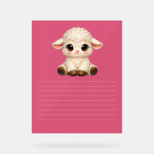 Panneau En Acrylique Mouton heureux mignon avec de grands yeux Kawaii a