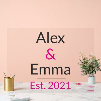 Panneau En Acrylique Mug pour couple personnalisé – Noms et année en ca