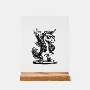 Panneau En Acrylique Musique Rock & Métal Lourds, Rocker, Licorne Drôle