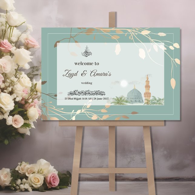 Panneau En Acrylique Muslim Wedding Welcome Sign Acrylic | Nikah Walima (Créateur téléchargé)