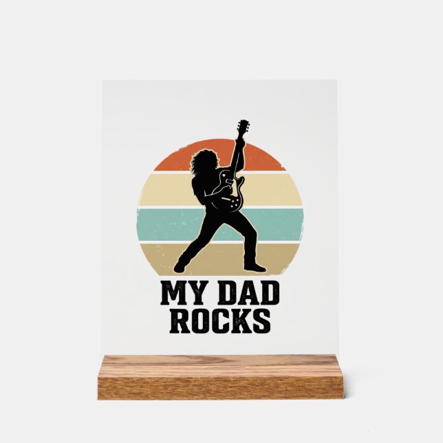 Panneau En Acrylique My Dad Rocks Vintage Guitar Sunset Shirt Design_1 (Recto)