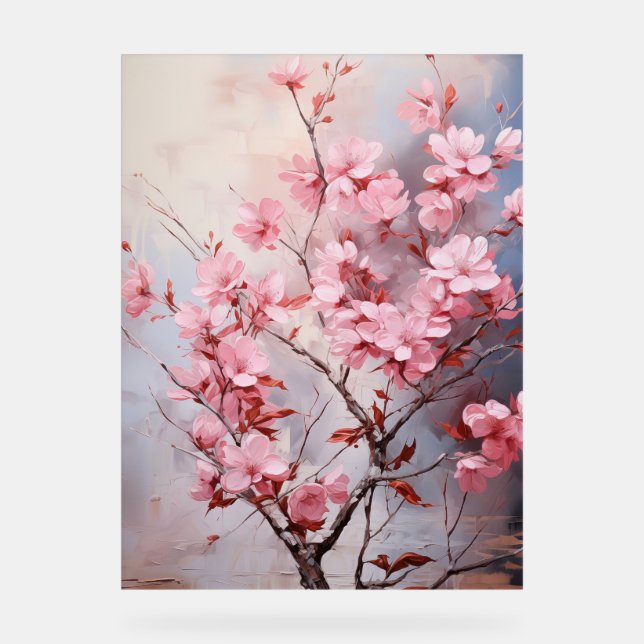 Panneau En Acrylique Myrtle à la crème - Floral Impasto (Recto)