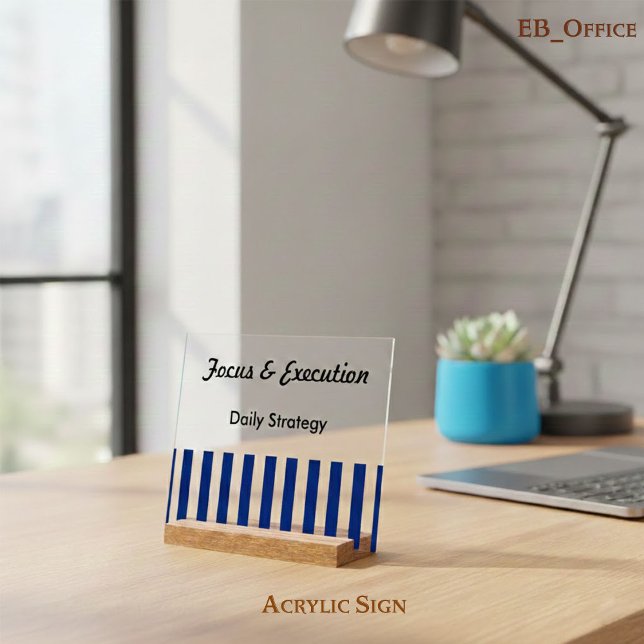 Panneau En Acrylique Navy Blue White Stripes Professional Motivational (Créateur téléchargé)