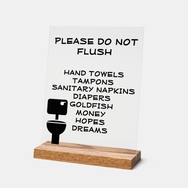 Panneau En Acrylique Ne pas vider la salle de bain drôle (Angle)