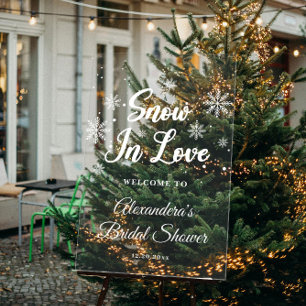 Panneau En Acrylique Neige en amour Fête des mariées d'hiver blanche Bi