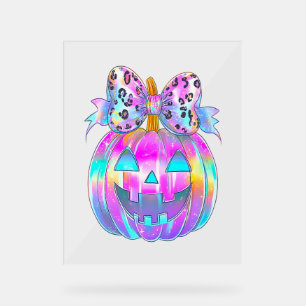 Panneau En Acrylique Neon Coquette Citrouille d'Halloween