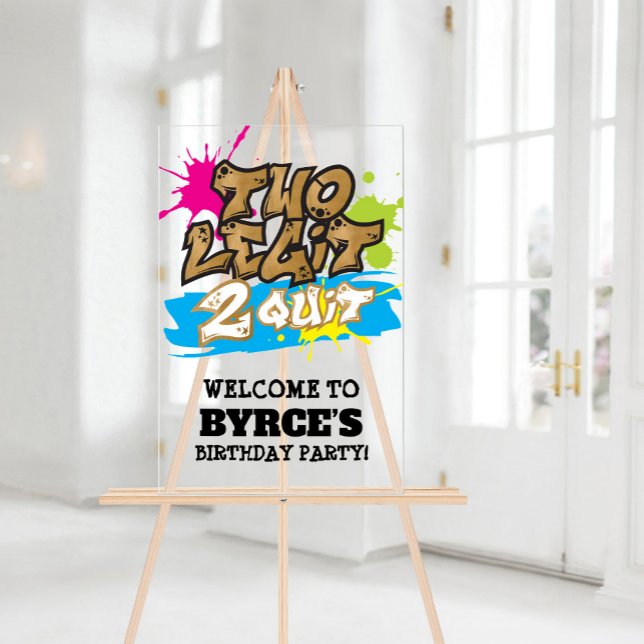 Panneau En Acrylique Neon Faux Gold Two Legit 2 Quit Welcome (Neon Faux Gold Two Legit 2 Quit Welcome Acrylic Sign)