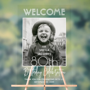 Panneau En Acrylique N'IMPORTE QUEL Anniversaire Chic Typographie Photo