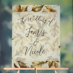 Panneau En Acrylique Noces de mariage automnal glamour beige et amande 
