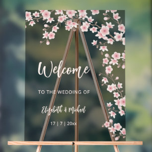 Panneau En Acrylique Noces de mariage noir et rose saumon Sakura