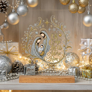 Panneau En Acrylique Noël de la nativité en argent et or