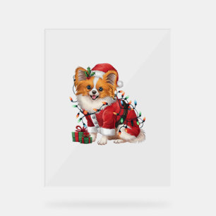 Panneau En Acrylique Noël de Noël Éclairage Père Noël Papillon Chien