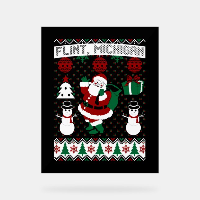 Panneau En Acrylique Noël Douille moche Flint Michigan (Recto)