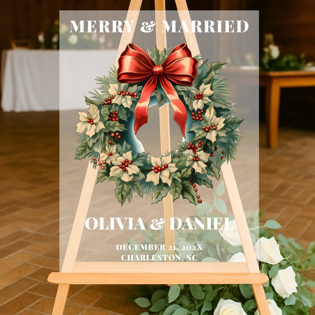 Panneau En Acrylique Noël Rouge et Vert Mariage Accueil Froid (Créateur téléchargé)