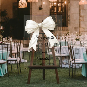 Panneau En Acrylique Nœud de perles d'ivoire Baby Shower de mariage bie