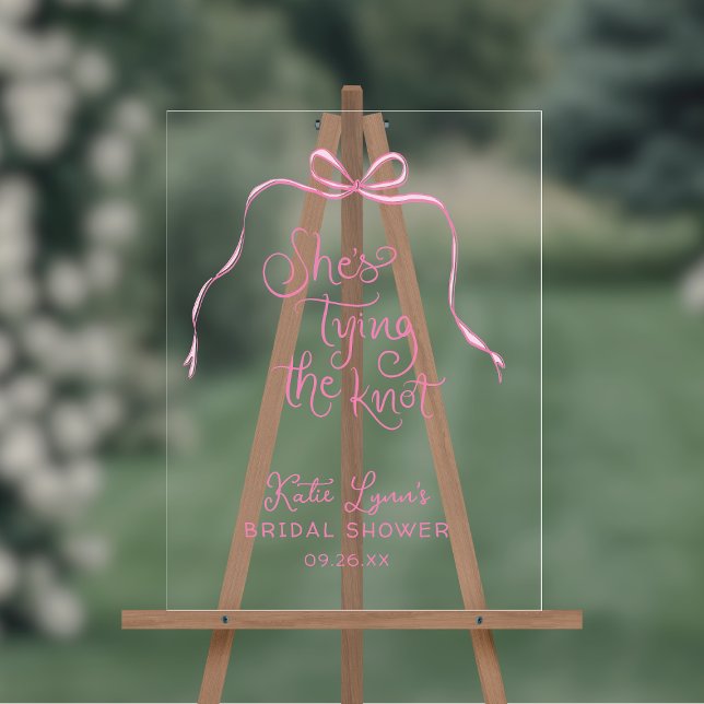 Panneau En Acrylique Noeud papillon rose simple pour la fête de mariage (Shown on an 18" x 24" sign)