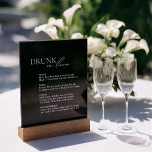 Panneau en acrylique noir Menu Bar Mariage Amoureu