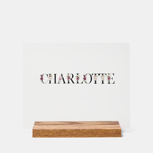 Panneau En Acrylique Nom Charlotte (Recto)