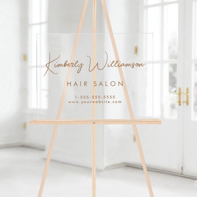 Panneau En Acrylique Nom commercial Gold Signature Script (Créateur téléchargé)