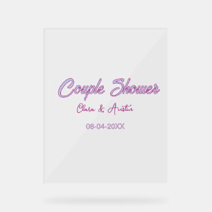 Panneau En Acrylique nom de douche de couple date gris tendance simple 