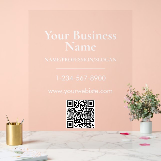 Panneau En Acrylique Nom de la société blanche Storefront QR Code Coord (Mariage)