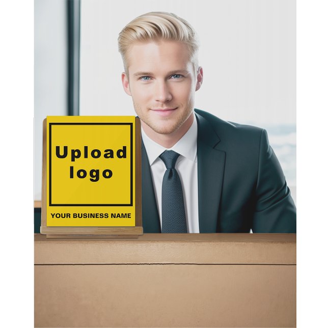 Panneau En Acrylique Nom de l'entreprise et logo sur le signe acrylique (Yellow acrylic sign with your business name and logo)